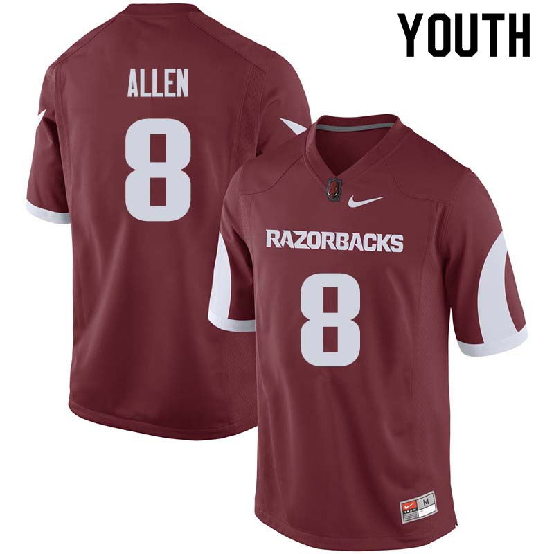Youth #8 Austin Allen Arkansas Razorback College Football Jerseys Sale-Cardinal